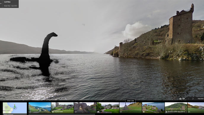 Loch Ness with Nessie in Steet view