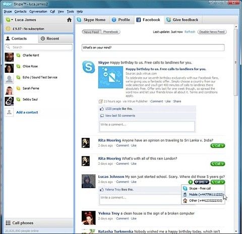 Skype 5.0 för Windows med Facebook