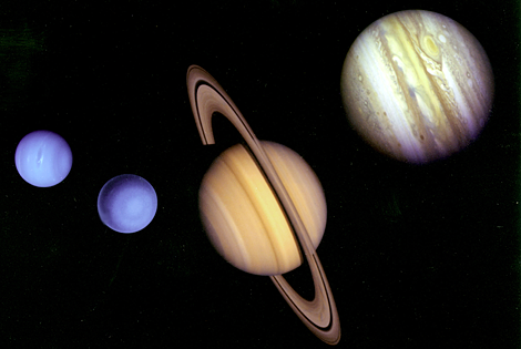 Montage av bilder tagna av Voyager