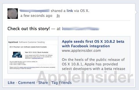 OS X 10.8.2 facebook