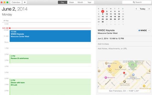 OS X Yosemite Kalender