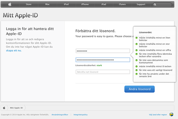 Apple ID lösenord