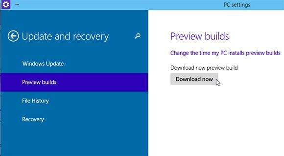 Preview builds Windows 10