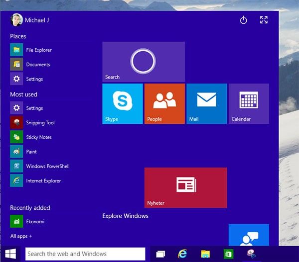 Startmenyn Windows 10