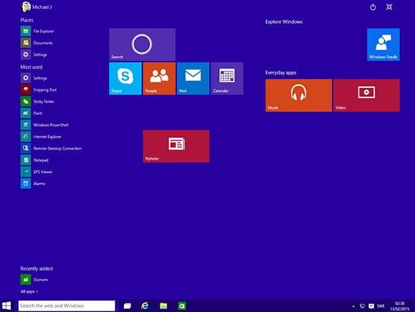 Startskärm i Windows 10