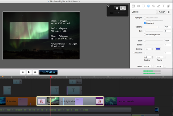 Redigeringsmöjligheterna i Screenflow är som ett mellanting mellan ett proffsigt videoprogram och ett enkelt gratisverktyg.
