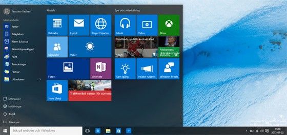 Startknapp Windows 10