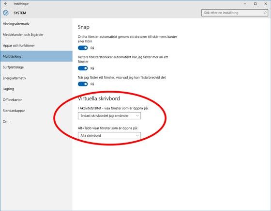 Windows 10 inställningar