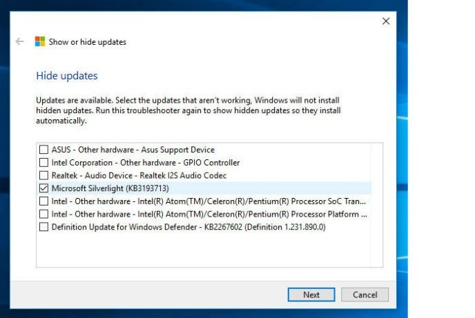 Hide updates i Windows 10