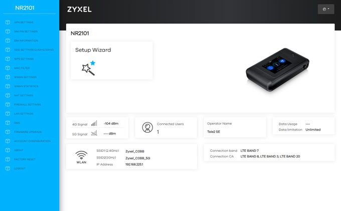 Zyxel webbgränssnitt