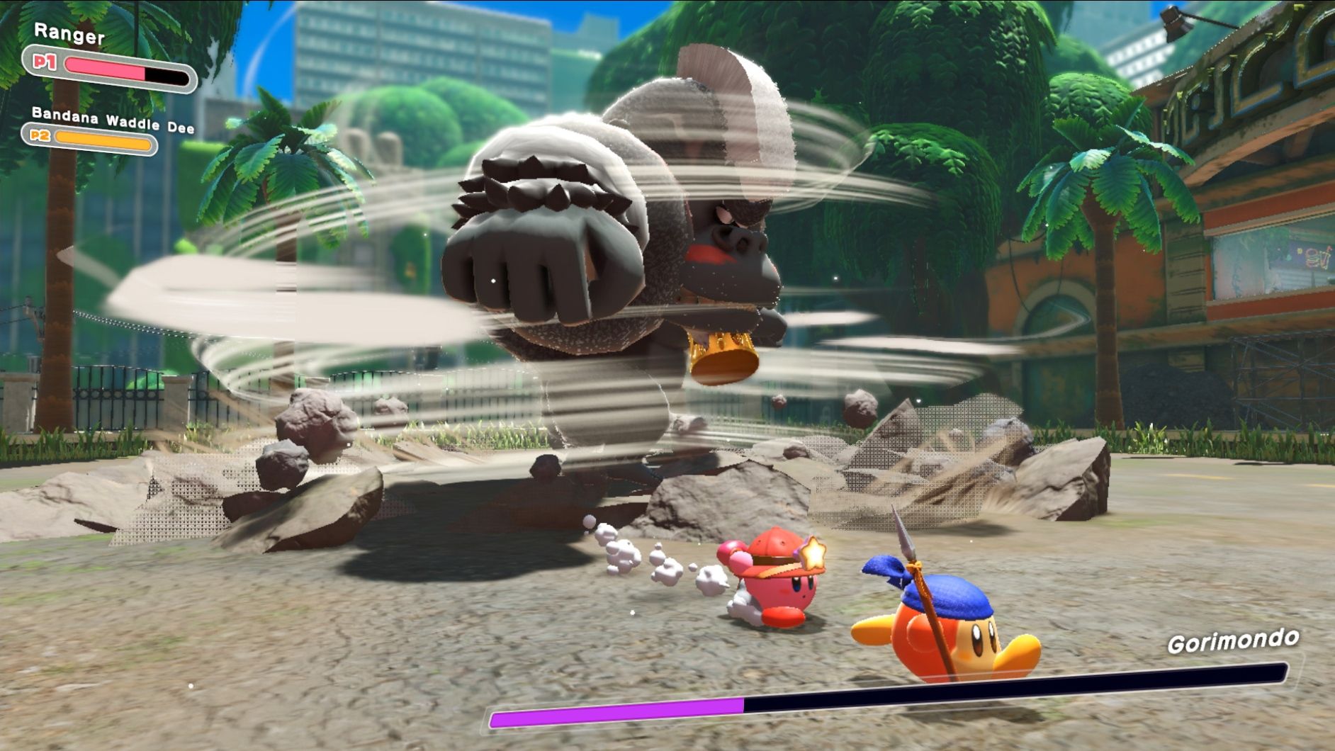 Kirby pelea con un jefe