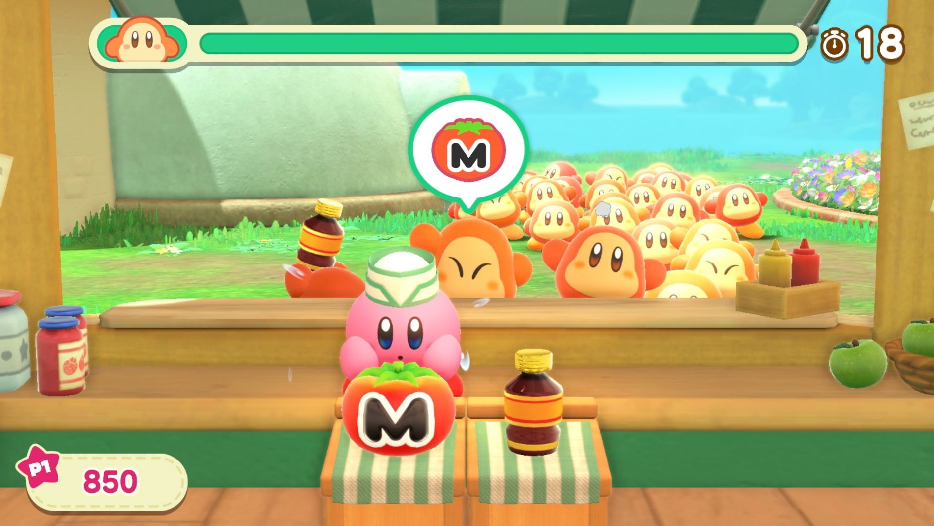 Kirby jobbar i kök