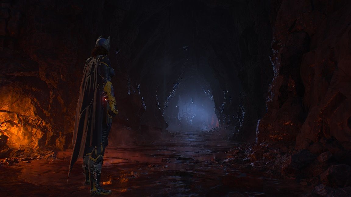 Batgirl i en grotta