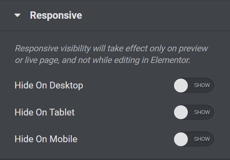 Responsiv design Elementor Wordpress