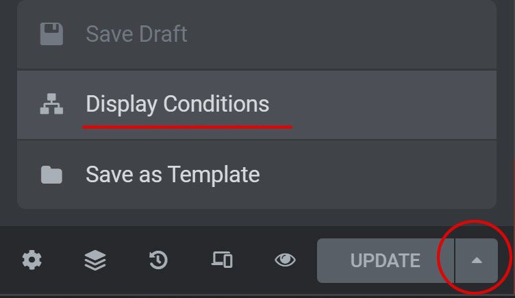 Elementor display conditions