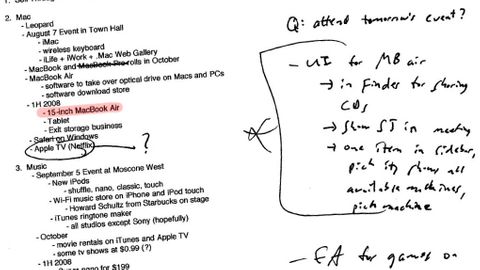 Steve Jobs anteckningar om 15-tums Macbook Pro