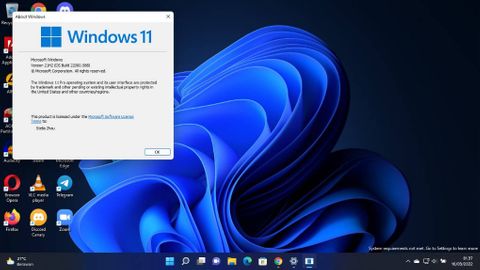 Windows 11 med varning om systemkrav