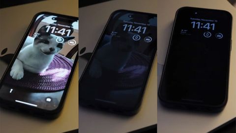 Iphone 14 Pro med och utan alltid vaken skärm