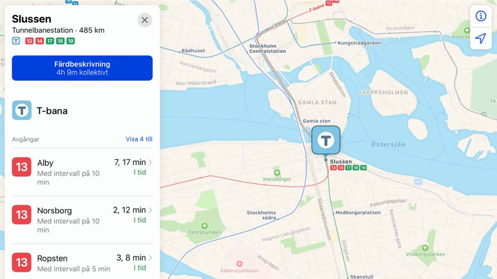 Utökat stöd för kollektivtrafik i Apples kartor - MacWorld