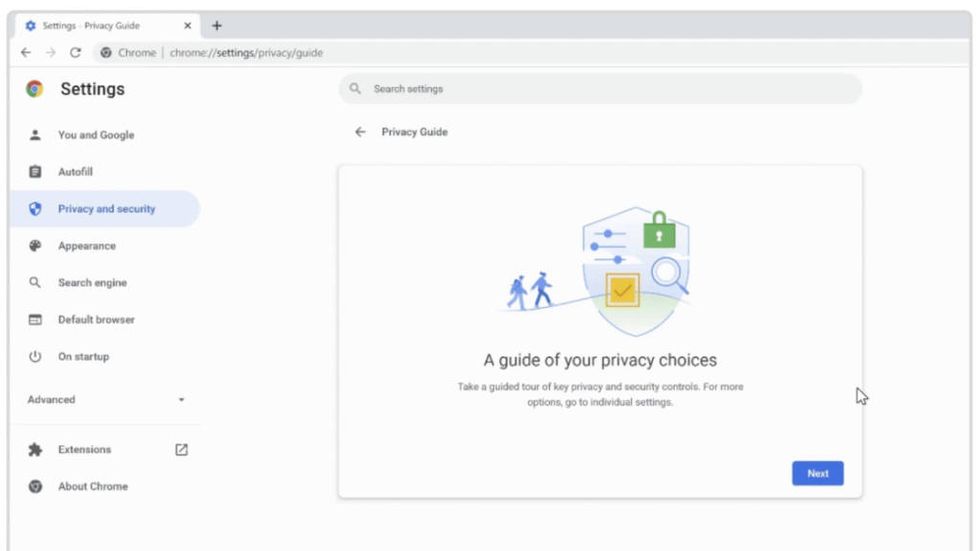 Chromes nya guidade integritetsinställningar