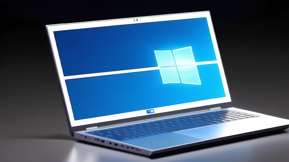 Laptop med Windows-logga på skärmen